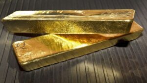 Raw gold bars..